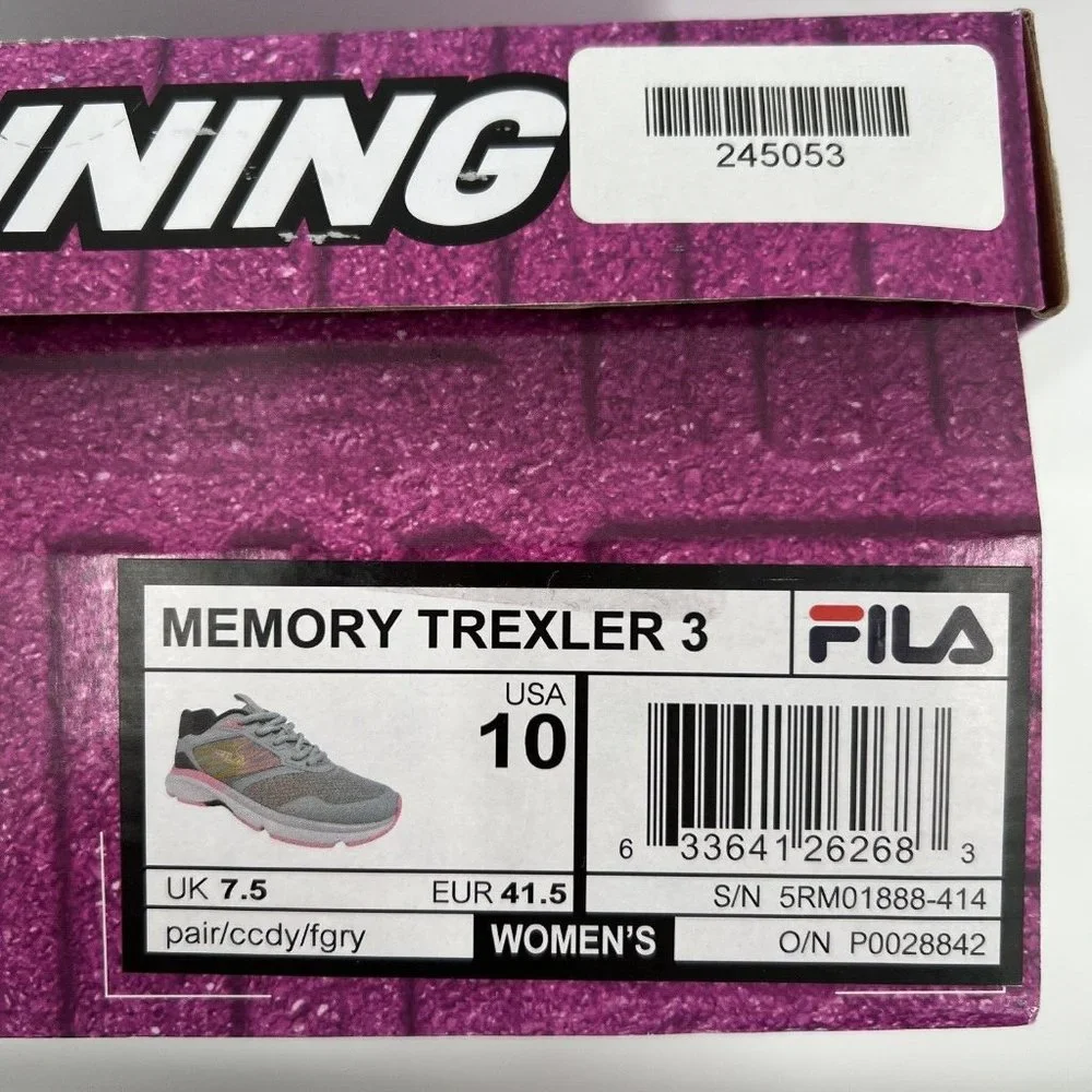 FILA Women's Memory Trexler 3 Running Shoes sz 10 Gray/Pink/Blue 5RM01888-414
